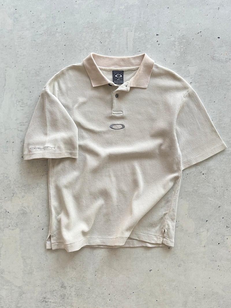 00's Oakley software centre logo Waffle Polo Shirt (L)