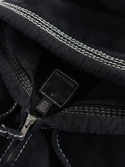 True Religion Contrast Stitch Heavyweight Zip Up Hoodie (M)