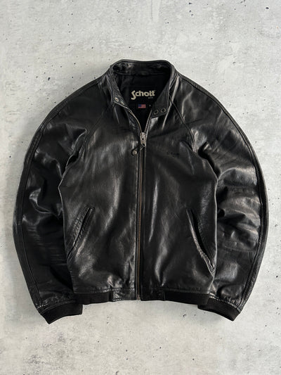Schott NYC Zip Up Leather Bomber Jacket (S)
