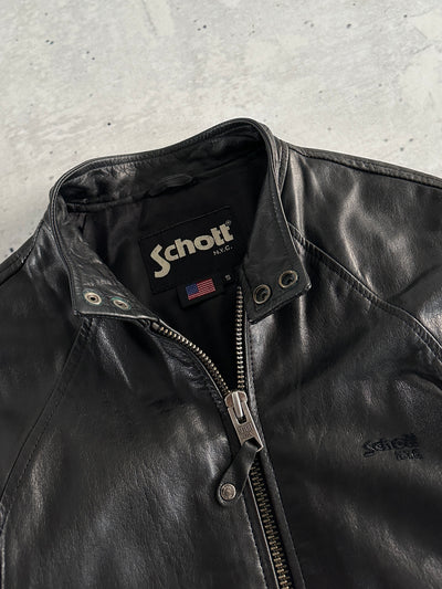 Schott NYC Zip Up Leather Bomber Jacket (S)