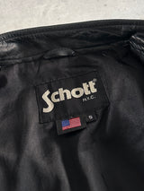 Schott NYC Zip Up Leather Bomber Jacket (S)