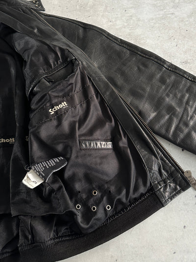 Schott NYC Zip Up Leather Bomber Jacket (S)