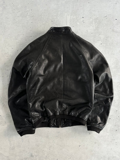 Schott NYC Zip Up Leather Bomber Jacket (S)
