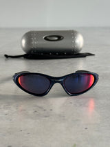 00's Oakley Minute 1.0 Blue Marble / Red Iridium Sunglasses (One Size)