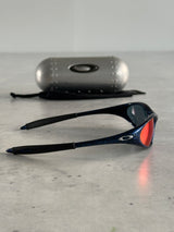 00's Oakley Minute 1.0 Blue Marble / Red Iridium Sunglasses (One Size)