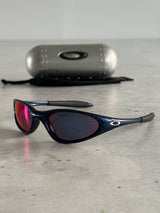 00's Oakley Minute 1.0 Blue Marble / Red Iridium Sunglasses (One Size)