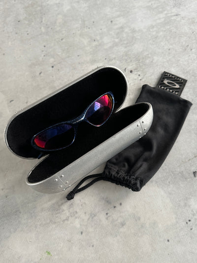 00's Oakley Minute 1.0 Blue Marble / Red Iridium Sunglasses (One Size)