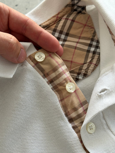 90's Burberry Nova Check Long Sleeve Polo Shirt (S)