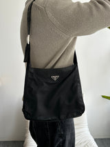 00's Prada Nylon Leather strap Bag (One Size)