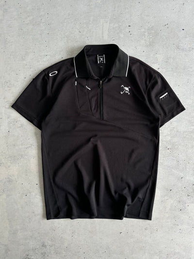 00's Oakley 1/4 Zip Embroidered Eclipse Polo Shirt (M)