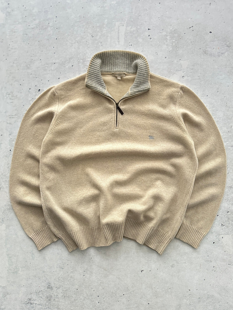 Burberry Merino Wool Knit 1/4 Zip Jumper (L)