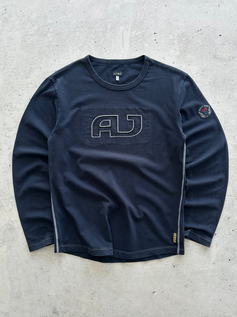 00's Armani Jeans Embroidered AJ Long Sleeve T Shirt (S)