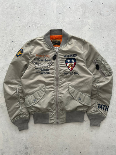 Avirex MA-1 Embroidered Patch Zip Up Bomber Jacket (Women's S)