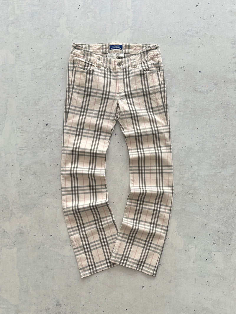 Burberry Blue Label Nova Check Low Rise Flare Pants (Women's UK 4)