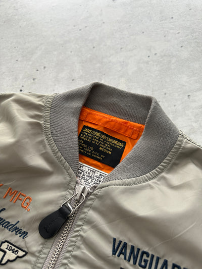 Avirex MA-1 Embroidered Patch Zip Up Bomber Jacket (Women's S)