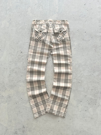 Burberry Blue Label Nova Check Low Rise Flare Pants (Women's UK 4)