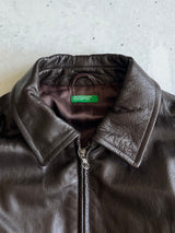 United colours of Benetton Zip Up collared Leather Jacket (M)
