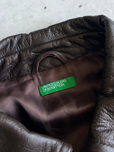 United colours of Benetton Zip Up collared Leather Jacket (M)
