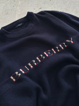 00's Burberry Spell Out Chunky Knit Crewneck Jumper (M)