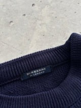 00's Burberry Spell Out Chunky Knit Crewneck Jumper (M)