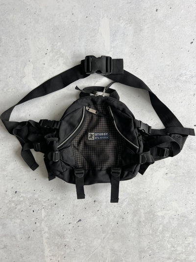 90's Stussy reflective grid Crossbody Bag (One Size)