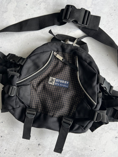 90's Stussy reflective grid Crossbody Bag (One Size)