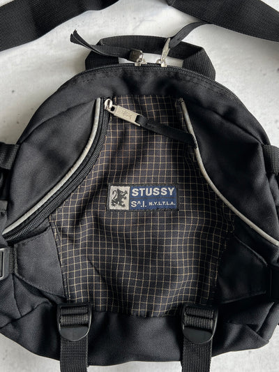 90's Stussy reflective grid Crossbody Bag (One Size)