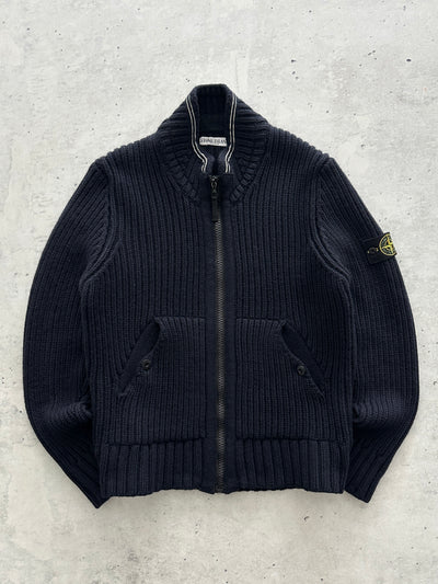 AW/08 Stone Island Chunky Knit Wool Zip Up Jumper (L)