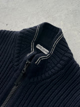 AW/08 Stone Island Chunky Knit Wool Zip Up Jumper (L)