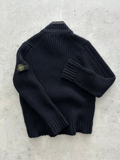 AW/08 Stone Island Chunky Knit Wool Zip Up Jumper (L)