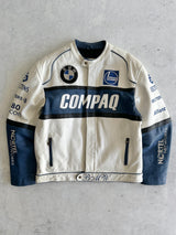 Vintage BMW Zip Up Leather Racing Jacket (L)