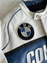 Vintage BMW Zip Up Leather Racing Jacket (L)