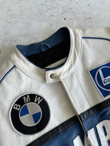 Vintage BMW Zip Up Leather Racing Jacket (L)