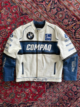 Vintage BMW Zip Up Leather Racing Jacket (L)
