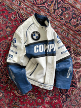 Vintage BMW Zip Up Leather Racing Jacket (L)