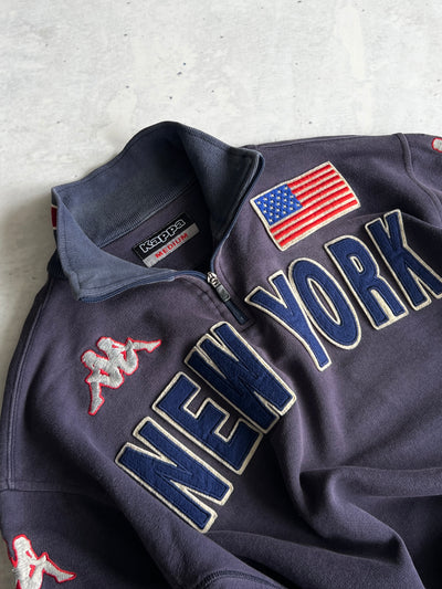 90's Kappa New York 1/4 Zip Pullover Sweatshirt (S)