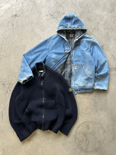 AW/08 Stone Island Chunky Knit Wool Zip Up Jumper (L)