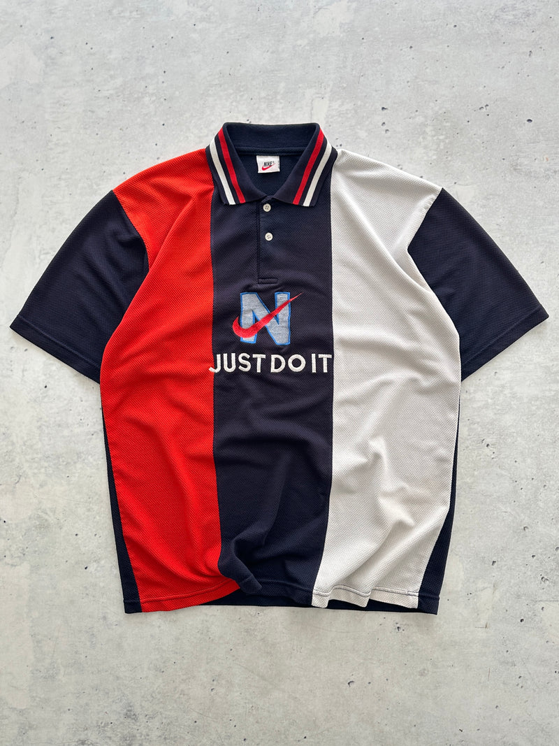 90's Nike Just Do It Colour Block Polo Shirt (L)