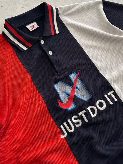 90's Nike Just Do It Colour Block Polo Shirt (L)
