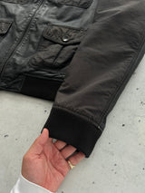 Vintage Armani Jeans Leather Nylon Zip Up Jacket (M)