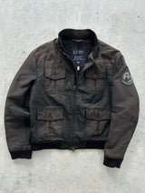 Vintage Armani Jeans Leather Nylon Zip Up Jacket (M)