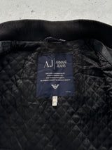 Vintage Armani Jeans Leather Nylon Zip Up Jacket (M)