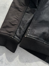 Vintage Armani Jeans Leather Nylon Zip Up Jacket (M)