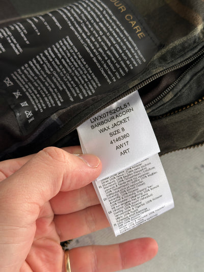 Barbour Acorn Wax zip up jacket (Women's UK 8)