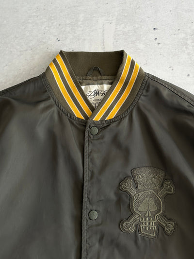 00's Stussy Spell Out Skull Varsity Jacket (L)