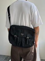 Prada Tessuto Nylon double buckle Messenger Bag (One Size)
