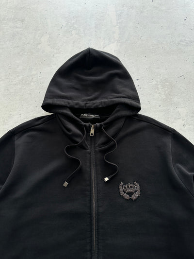 Dolce & Gabbana metal emblem Crown Zip Up Hoodie (XL)