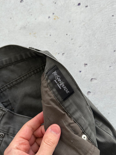 00's YSL Embroidered Logo Straight Leg Trousers (W34 x L32)