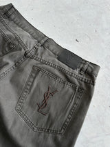 00's YSL Embroidered Logo Straight Leg Trousers (W34 x L32)