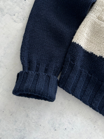 Evisu Chunky Wool Knit Zip Up Hoodie (L)